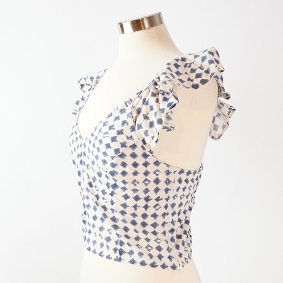 Madewell Shibori-Print V-Back Cotton Top - Size 4 - Picture 2 of 6